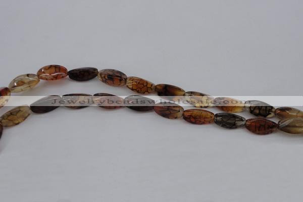 CAG4162 15.5 inches 8*16mm twisted trihedron dragon veins agate beads