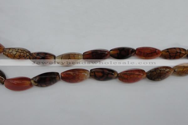 CAG4164 15.5 inches 10*20mm twisted trihedron dragon veins agate beads