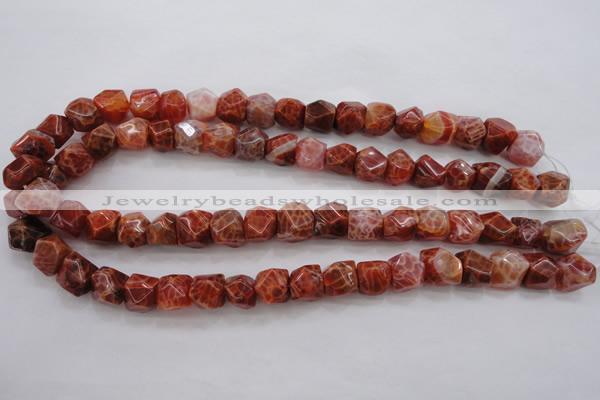 CAG4176 15.5 inches 10*11mm faceted nuggets natural fire agate beads