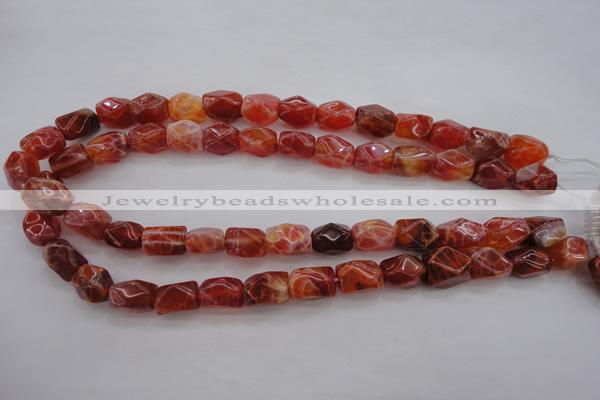 CAG4177 15.5 inches 10*14mm faceted nuggets natural fire agate beads