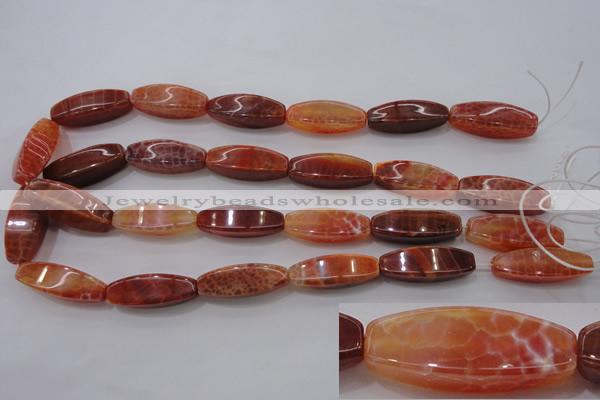 CAG4188 15.5 inches 10*30mm tetrahedron natural fire agate beads