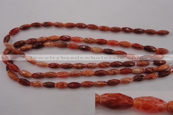 CAG4194 15.5 inches 8*14mm faceted rice natural fire agate beads