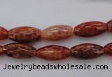 CAG4195 15.5 inches 8*16mm faceted rice natural fire agate beads