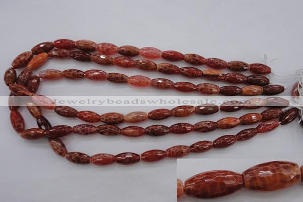 CAG4195 15.5 inches 8*16mm faceted rice natural fire agate beads