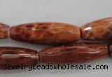 CAG4197 15.5 inches 10*30mm faceted rice natural fire agate beads