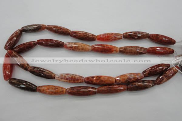 CAG4197 15.5 inches 10*30mm faceted rice natural fire agate beads