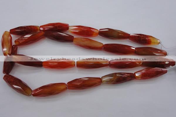 CAG4198 15.5 inches 12*35mm faceted rice natural fire agate beads