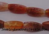 CAG4199 15.5 inches 7*14mm twisted trihedron natural fire agate beads