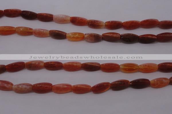 CAG4199 15.5 inches 7*14mm twisted trihedron natural fire agate beads