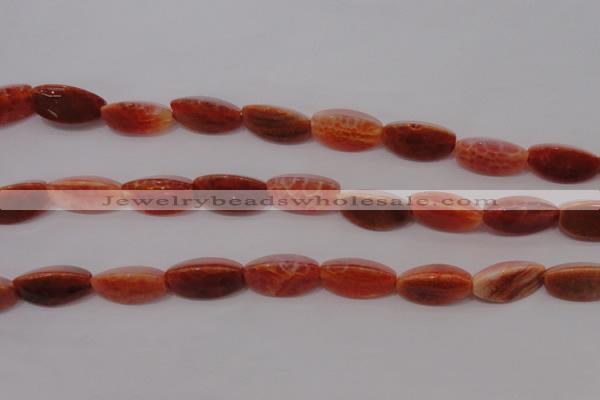 CAG4200 15.5 inches 8*16mm twisted trihedron natural fire agate beads