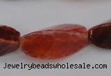 CAG4202 10*20mm faceted & twisted trihedron natural fire agate beads