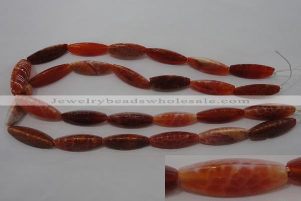 CAG4206 15.5 inches 10*30mm trihedron natural fire agate beads