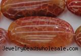 CAG4220 15.5 inches 25*50mm oval natural fire agate beads