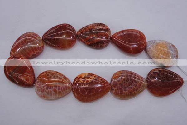 CAG4222 15.5 inches 30*40mm flat teardrop natural fire agate beads