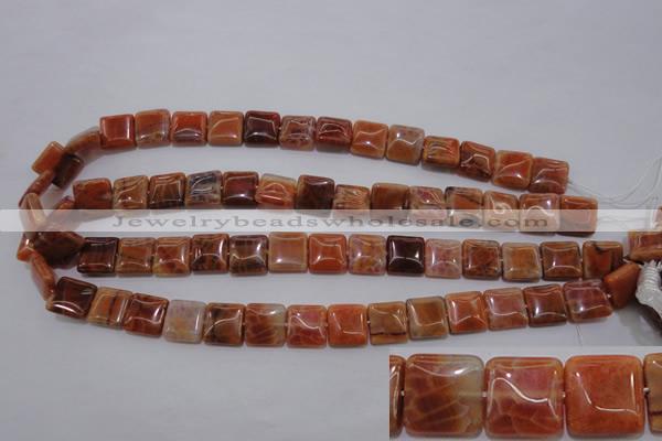 CAG4228 15.5 inches 12*12mm square natural fire agate beads