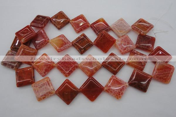 CAG4235 15.5 inches 20*20mm diamond natural fire agate beads