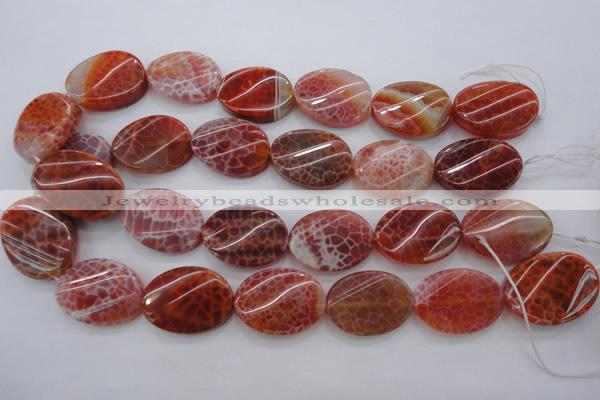 CAG4240 15.5 inches 22*30mm twisted oval natural fire agate beads