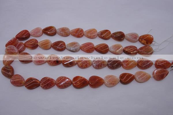 CAG4245 15.5 inches 13*18mm twisted flat teardrop natural fire agate beads