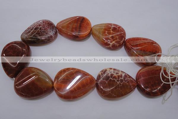 CAG4248 15.5 inches 30*40mm twisted flat teardrop natural fire agate beads