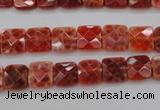 CAG4250 15.5 inches 8*8mm faceted square natural fire agate beads