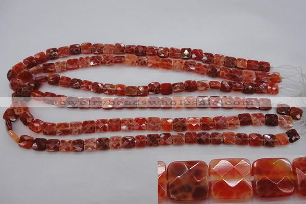 CAG4250 15.5 inches 8*8mm faceted square natural fire agate beads