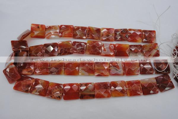 CAG4253 15.5 inches 18*18mm faceted square natural fire agate beads