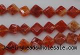 CAG4260 15.5 inches 6*6mm faceted diamond natural fire agate beads