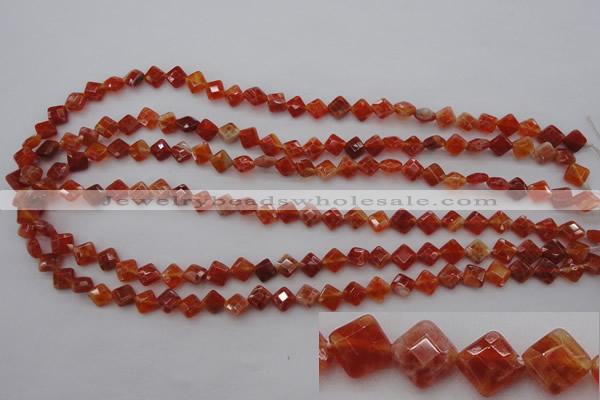 CAG4260 15.5 inches 6*6mm faceted diamond natural fire agate beads