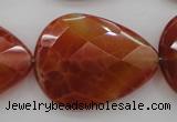 CAG4276 15.5 inches 25*35mm faceted flat teardrop natural fire agate beads