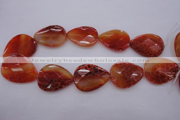 CAG4277 15.5 inches 30*40mm faceted flat teardrop natural fire agate beads