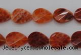 CAG4282 10*14mm faceted & twisted teardrop natural fire agate beads