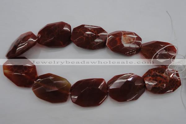 CAG4288 30*40mm faceted & twisted octagonal natural fire agate beads