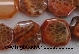 CAG4290 15.5 inches 20*20mm octagonal natural fire agate beads