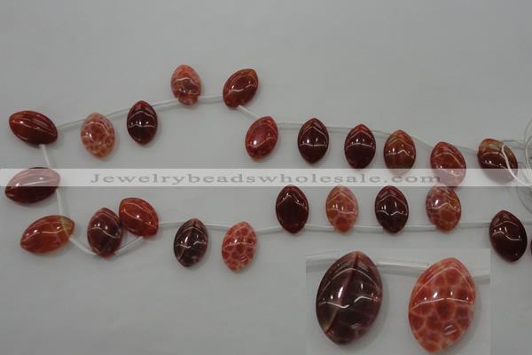 CAG4295 Top-drilled 12*18mm marquise natural fire agate beads