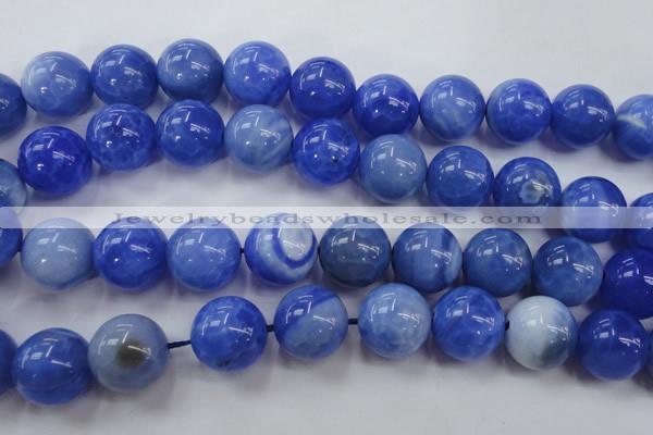 CAG4305 15.5 inches 14mm round dyed blue fire agate beads