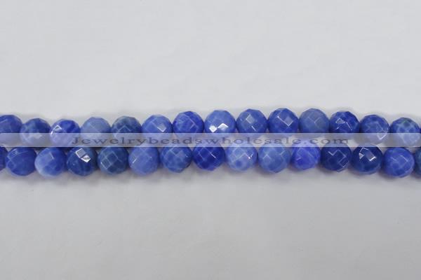 CAG4313 15.5 inches 10mm faceted round dyed blue fire agate beads