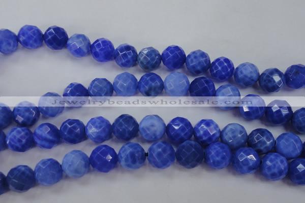 CAG4314 15.5 inches 12mm faceted round dyed blue fire agate beads