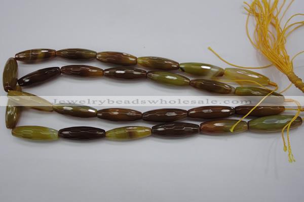 CAG4335 15.5 inches 10*30mm faceted rice botswana agate gemstone beads