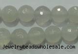 CAG4350 15.5 inches 8mm faceted round white agate beads wholesale