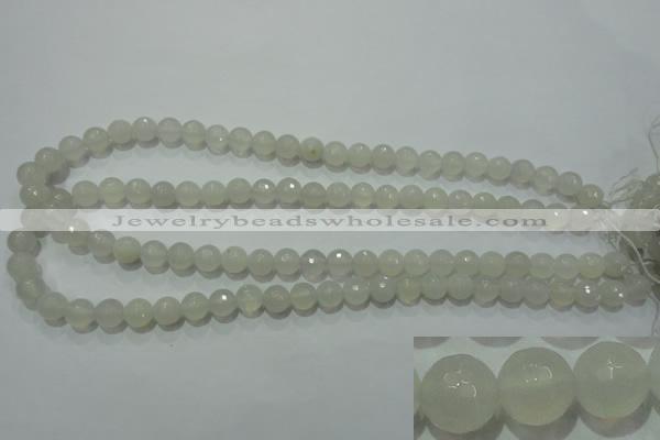 CAG4350 15.5 inches 8mm faceted round white agate beads wholesale