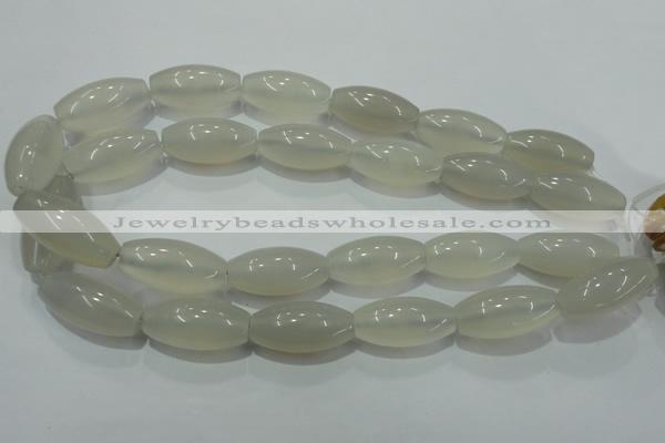 CAG4355 15.5 inches 15*30mm rice white agate beads wholesale