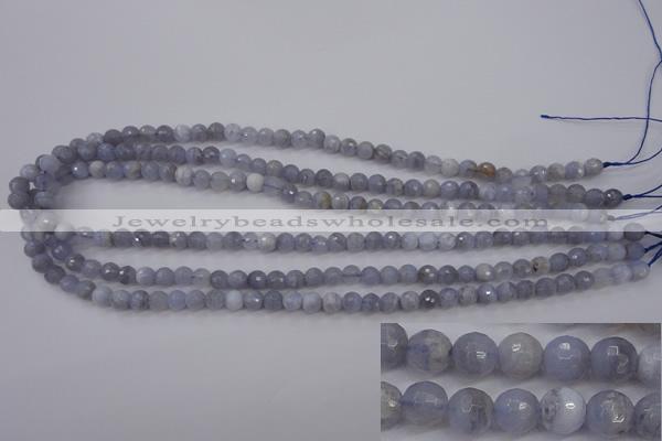 CAG4361 15.5 inches 6mm faceted round blue lace agate beads