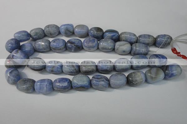 CAG4379 15.5 inches 15*20mm nuggets dyed blue lace agate beads