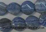 CAG4380 15.5 inches 16mm flat round dyed blue lace agate beads