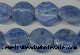 CAG4381 15.5 inches 18mm flat round dyed blue lace agate beads