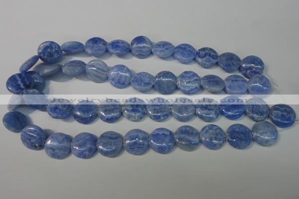 CAG4381 15.5 inches 18mm flat round dyed blue lace agate beads