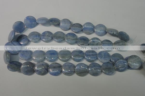 CAG4382 15.5 inches 20mm flat round dyed blue lace agate beads