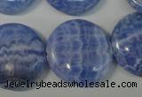 CAG4383 15.5 inches 25mm flat round dyed blue lace agate beads