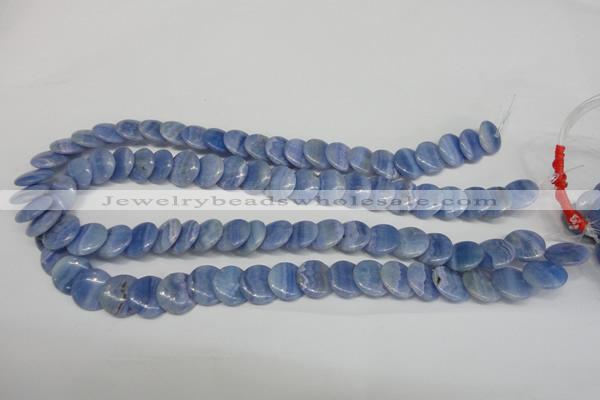 CAG4392 15.5 inches 14mm flat round dyed blue lace agate beads