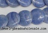 CAG4393 15.5 inches 18mm flat round dyed blue lace agate beads